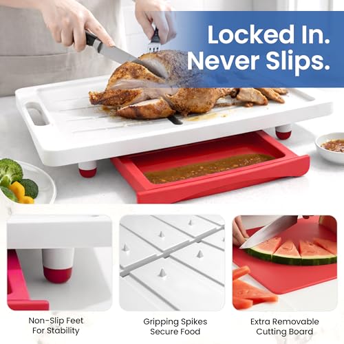 Extra Large Cutting Board with Juice Groove (Red / 20.3"L x 13"W)