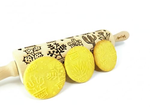Embossed Rolling Pin. Dough Roller for Embossed Cookies and Pottery by Algis Crafts