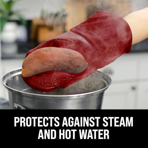 BPA Free Silicone Oven Mitts Ultra Heat Resistant up to 500°F (Empire Red / 2-Piece 13.7" Oven Mitts)