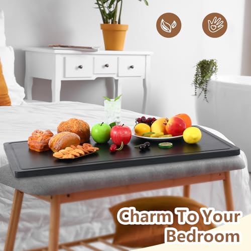 32 x 18 Large Acacia Wood Cutting Boards for Kitchen Wooden Cutting Board with Juice Groove Extra Large Serving Platter Carving Tray for Meat Cheese (Black / 32" x 18" x 0.9" / Rectangle)