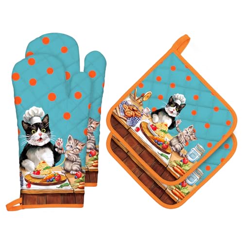 Wildflower Oven Mitts and Pot Holders Sets 2Pcs