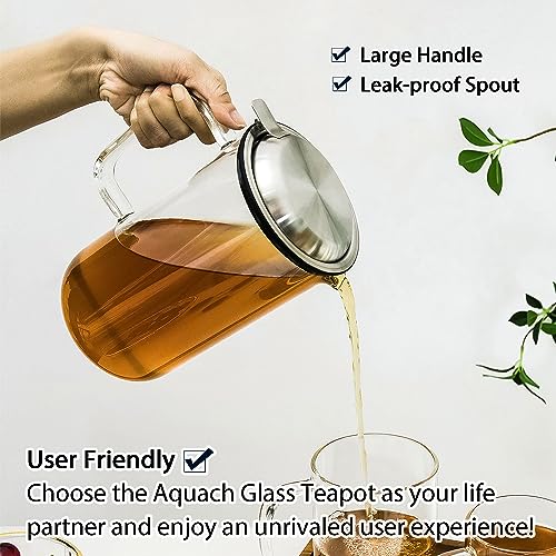 Glass Teapot Pitcher with Removable Infuser for Loose and Blooming Tea
