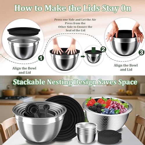 Mixing Bowls with Lids Set (Coal-Black)