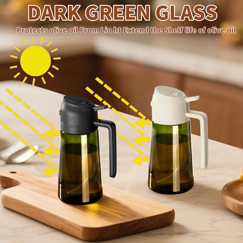 2PCS Olive Oil Dispenser and Oil Sprayer (Black&White / 2 Pack)