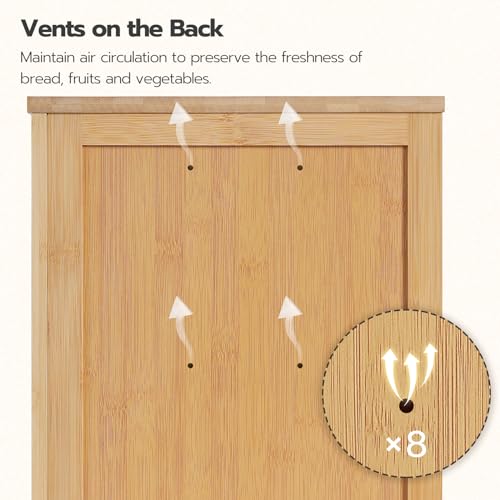 Bread Box Bamboo Bread Box for Kitchen Countertop (Natural)