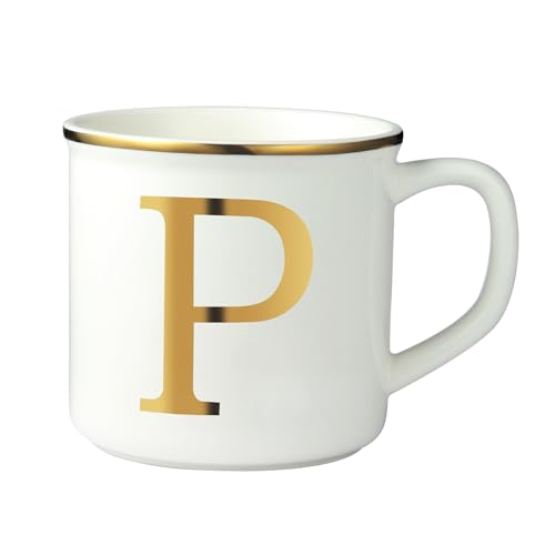 16 oz White Ceramic Coffee Mug with Initial Letters