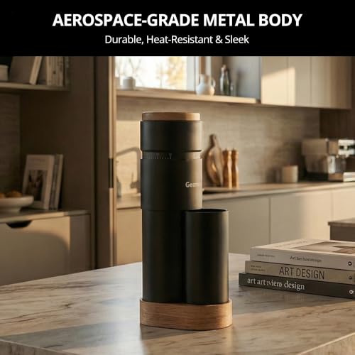 Geimori T38 Plus Burr Coffee Grinder for Espresso (BLACK/WOOD)
