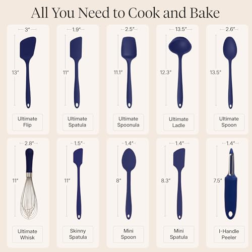 10 Piece Silicone Ultimate Kitchen Utensils Set (Navy / 10 - Piece Set)
