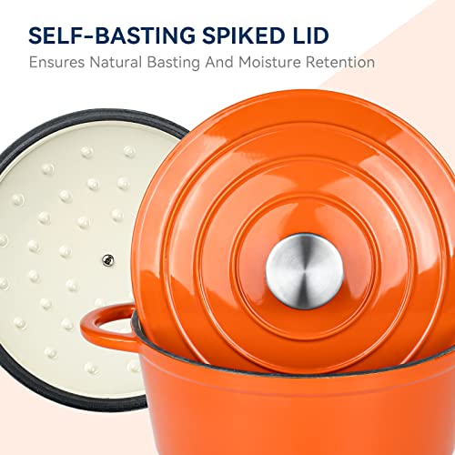 4.5 Quart Enameled Dutch Oven Pot with Lid (4.5 QT / Orange)