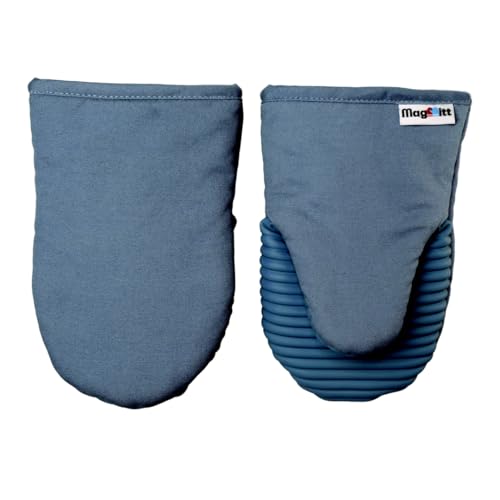 Magnetic Oven Mitts & Pot Holder 3 Pc Set (Blue Steel)