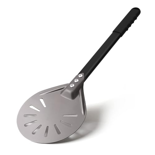 Pizza Turning Peel Round Aluminum Perforated Pizza Peel Turner with Metal Handle Pizza Paddle for Homemade Pizza Oven Accessories