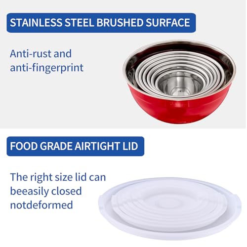 Red Mixing Bowls with Airtight Lids (Red / 7 Pieces)
