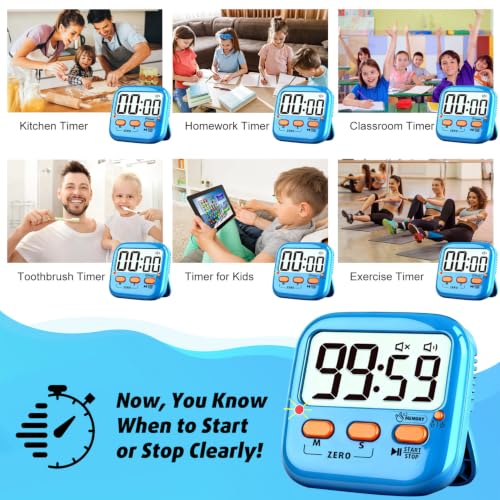 2 Pack Digital Timer for Kids Teacher Classroom Kitchen Office (2 Pack * Lovely Green + Blue / 2 Pack)
