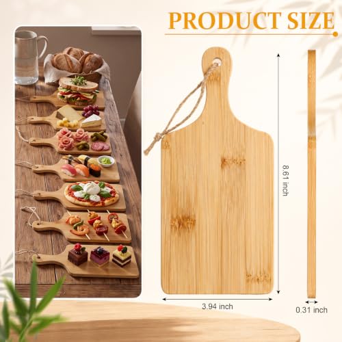 100 Pcs Cutting Board Bulk 9" x 4" Bamboo Chopping Board with Handle Wood Charcuterie Plank Engraving Serving Kitchen Planks for Wedding Housewarming Gift (9" X 4" / Bamboo)