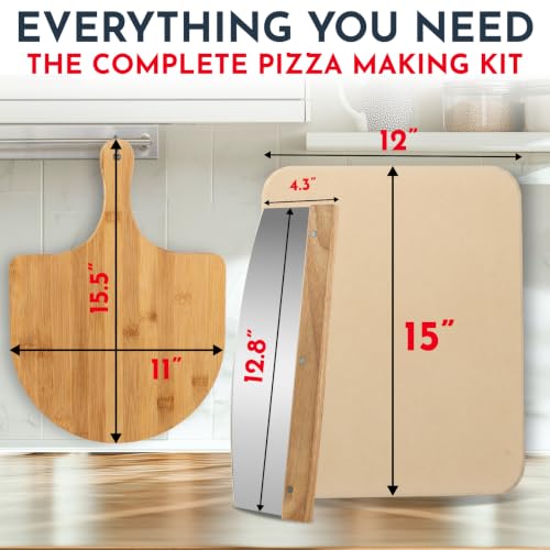 Large Pizza Stone for Oven and Grill Set