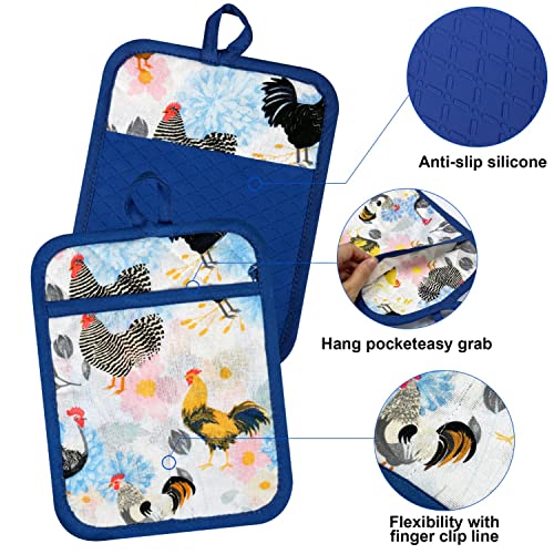 Oven Mitts and Pot Holders with Chef Apron (Rooster)