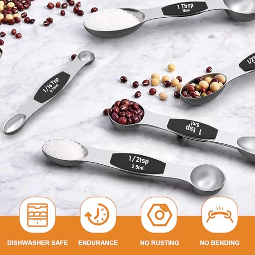 Stainless Steel Magnetic Measuring Spoons with Strong Magnets