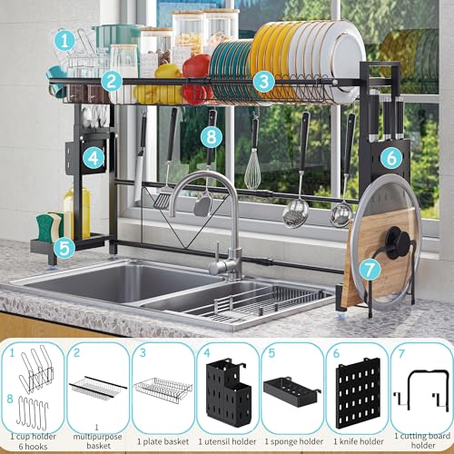 Over the Sink Dish Drying Drainer Rack (Black / 1-Tier Low Profile — Black)