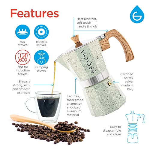 Milano Stovetop Espresso Maker Moka Pot 9 espresso Cup 15.2oz Mint (9 espresso cups / Mint)