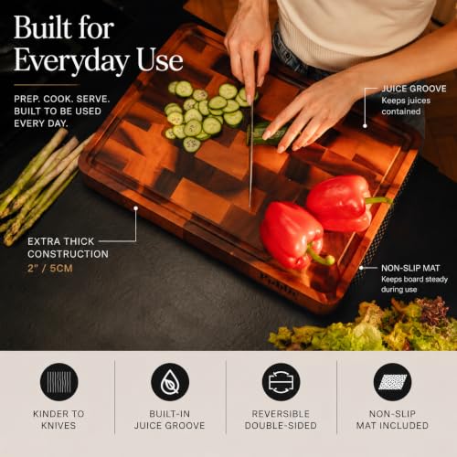 Large End Grain Wood Cutting Board (20"L x 14.2"W)