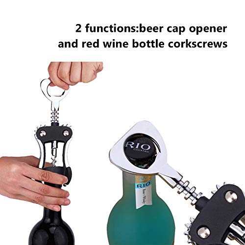 Premium Wing Corkscrew Wine Bottle Opener Luxury Waiter Corkscrew with Stopper Set for Wine Enthusiast