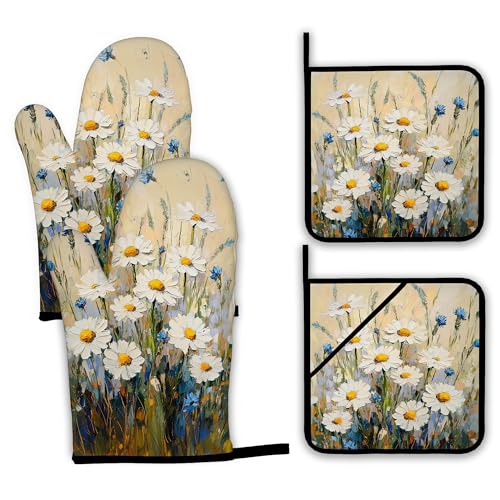 Colorful Rooster Oven Mitts and Pot Holders