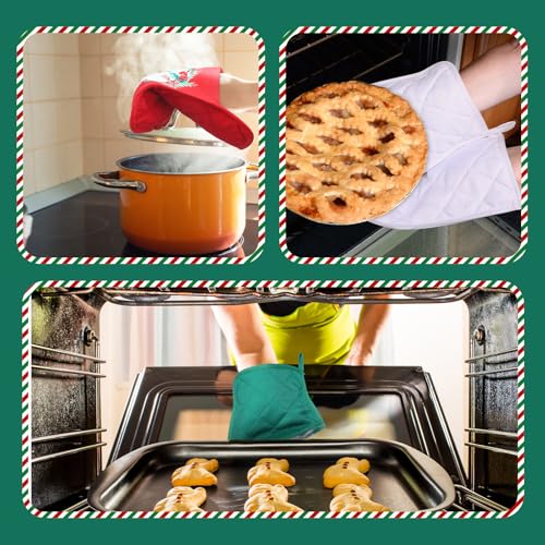 12 Pcs Christmas Silicone Spatulas Pot Holders Set Heat Resistant Pot Holders with Pocket Baking Gifts for Christmas Gift Party Supplies (Vibrant Christmas Style)