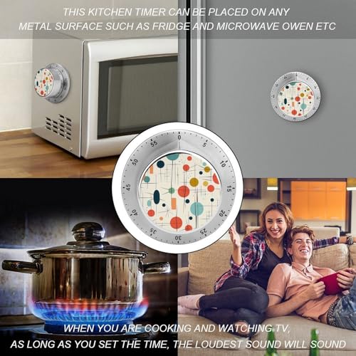 Kitchen Timers for Cooking Modern Mid Century Printed Stainless Steel Timer Mechanical Kitchen Timer for Kitchen