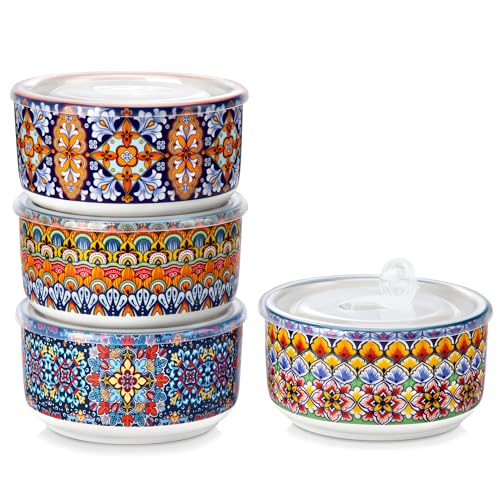 Ceramic Bowls with Lids Set of 4