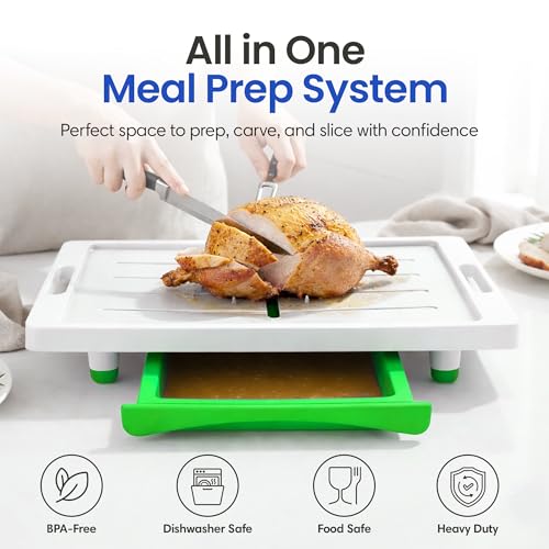 Extra Large Cutting Board with Juice Groove (Green / 20.3"L x 13"W)