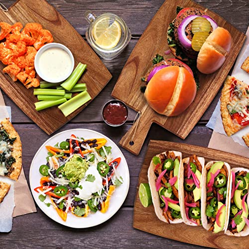 12 Packs Wooden Cutting Board Set with Handles Large Kitchen Serving Plain Chopping Board Bulk Gifts for Mom for Vegetables Meat Pizza Cheese Fruit Bread (17 x 10 Inch)