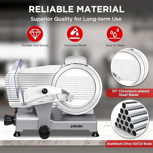 10" Commercial Meat Slicer 250W Electric Deli Food Slicer (10" Bright Silver)