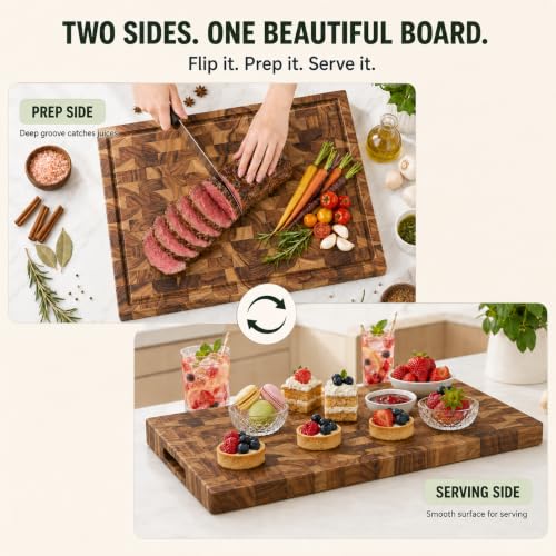Teak Cutting Board For Kitchen (Teak Wood - End Grain / 20"L x 14"W)