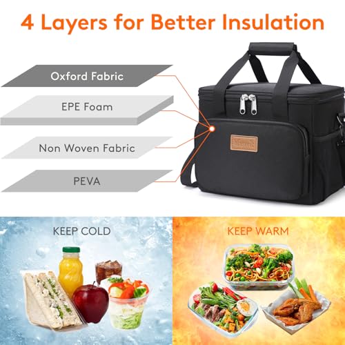 Large Lunch Bag Insulated Lunch Box Soft Cooler Cooling Tote for Adult Men Women