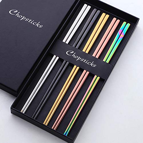 5 Pair Stainless Steel Chopsticks