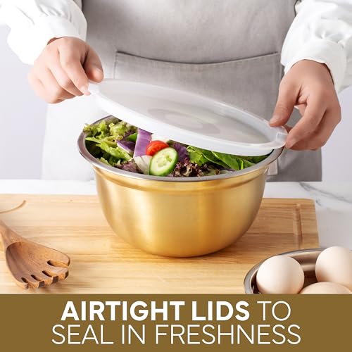 18 Piece Mixing Bowls Set with Airtight Lids (Gold)