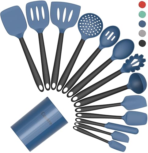 Silicone Kitchen Cooking Utensils Set with Holder
