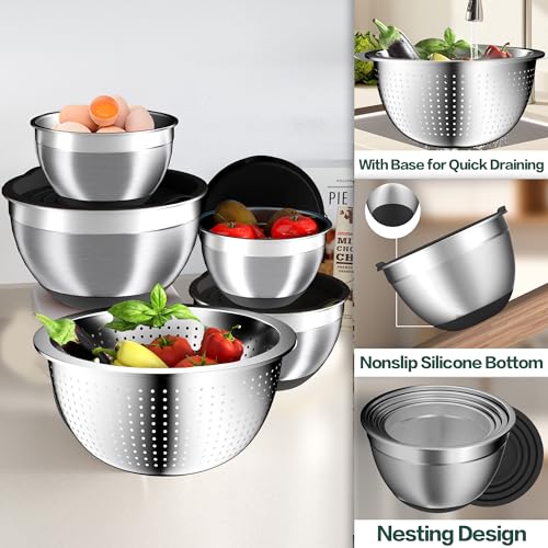 Mixing Bowls with Airtight Lids Set (Black)