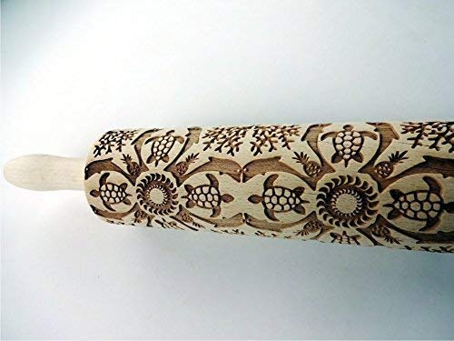 Embossing Rolling Pin Laser engraved rolling pin Gift for pottery and cookies by Algis Crafts