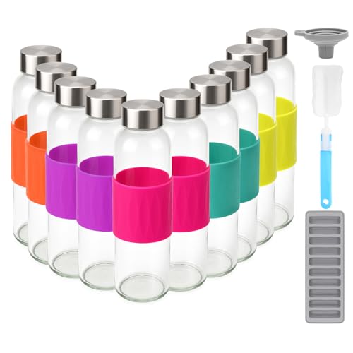 Glass Water Bottles with Lids and Sleeve 18 oz