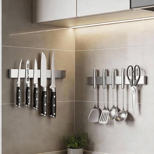 2 Pack 12 Inch Magnetic Knife Strips (12 Inch / Silver 2 Pack)