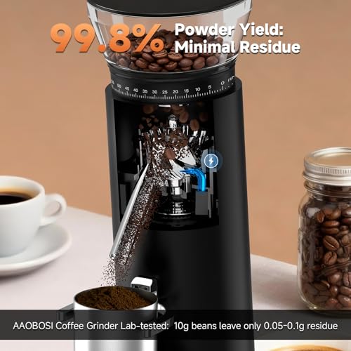 Cordless Burr Coffee Grinder with 60 Settings & Less Static Mess (Black)