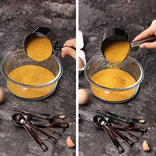 16 Pcs Stainless Steel Measuring Cups & Spoons Set (B - Gunmetal Blk / 16pcs)