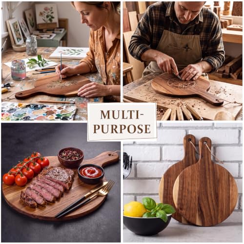 18 Pcs Cutting Board Bulk 13.8" x 9.8" Acacia Wood Chopping Board with Handle Wood Charcuterie Plank Engraving Serving Kitchen Planks for Wedding Housewarming Gift (13.8" X 9.8" / Acacia)