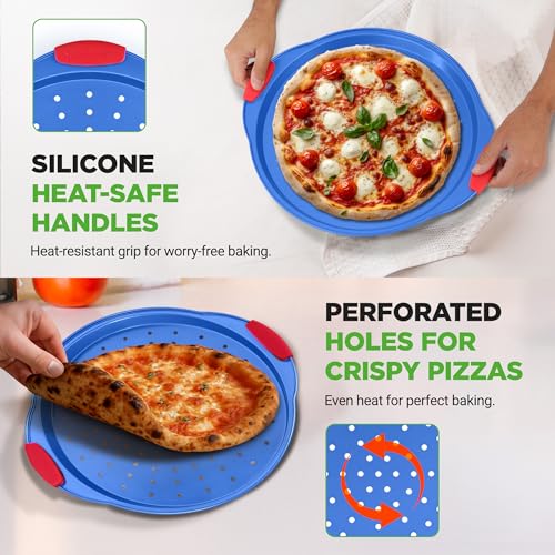 13-Inch Non-Stick Pizza Tray - with Silicone Handle