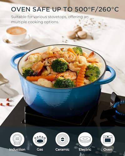 Enameled Cast Iron Dutch Oven (Cooking Pot / Navy blue / 7.5QT)