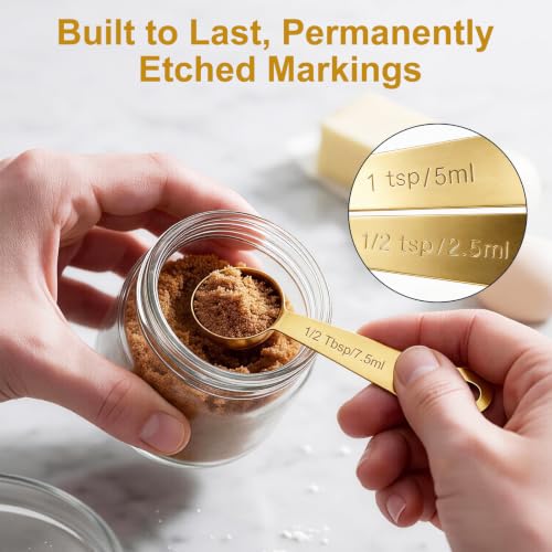 7 Piece Measuring Spoons Set (Gold / Spoons of 7)