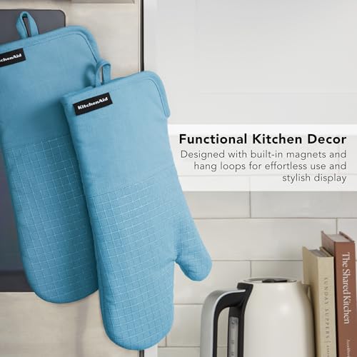 Gourmet Series Gridlines Oven Mitts 2 (Blue Velvet)