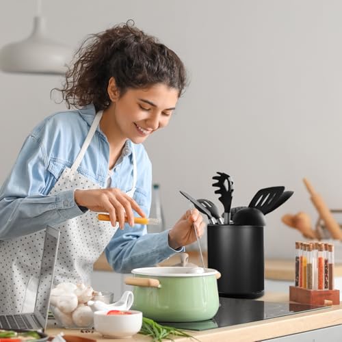 Kitchen Utensil Holder for Countertop 360° Rotating Utensil Caddy Extra Large Utensil Crock Cooking Utensil Holder for Kitchen Counter