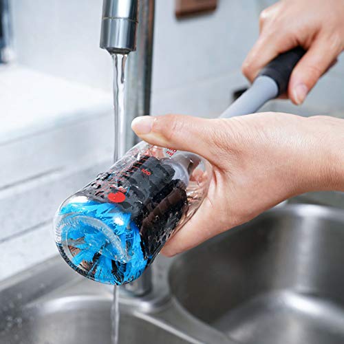 2-in-1 Water Bottle Brush and Straw Cleaner Brush, Long Handle Water Bottle Scrubbing Brush for Water Bottles, Glasswares, Mugs, Flasks, Tumblers and Kitchen Sink